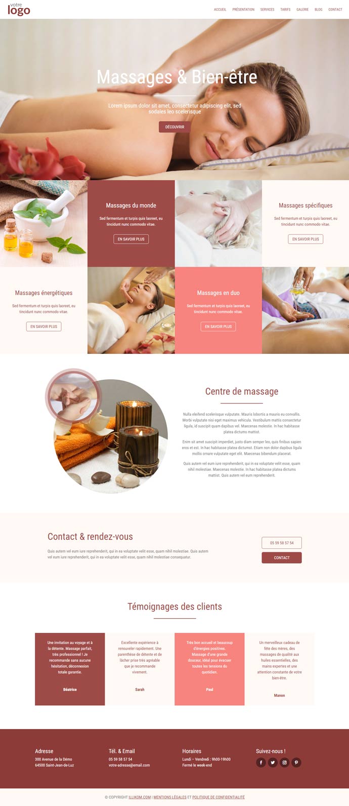 site web pas cher salon massage