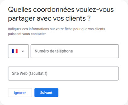 coordonnées entreprise Google