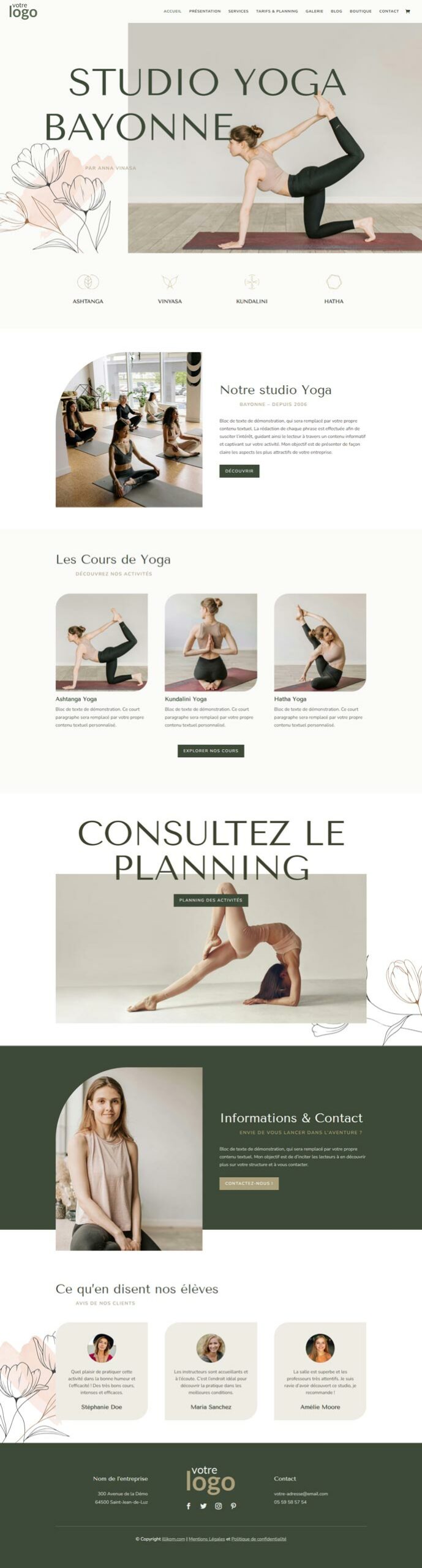 site internet studio Yoga